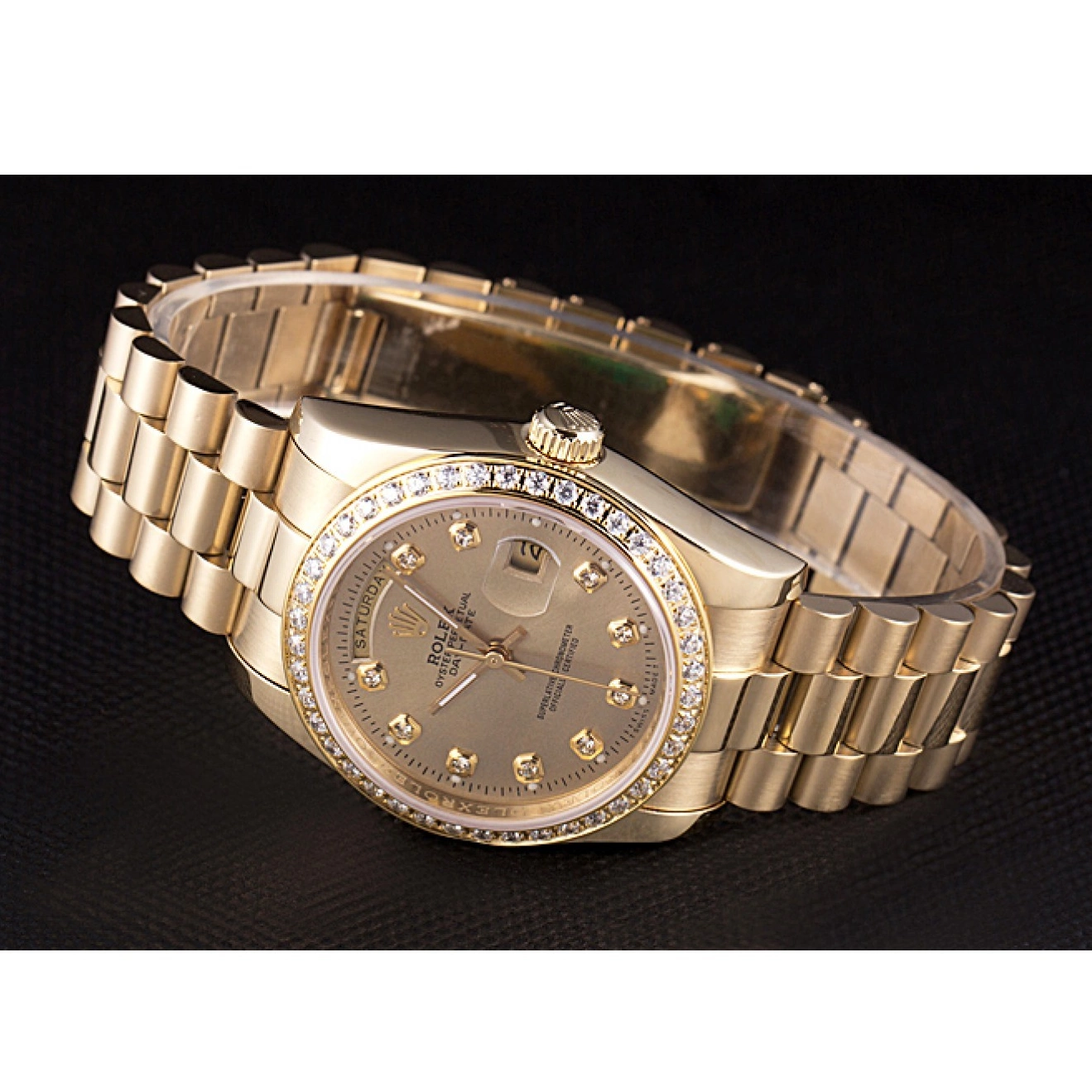 Aaa replica Steel Gold Yellow Plated Stainless Dial Gold 18k Rolex Day-Date 0514